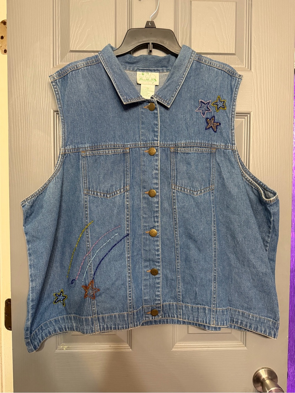 Quacker Factory Denim Shirt with  Embroidery plus size 3x